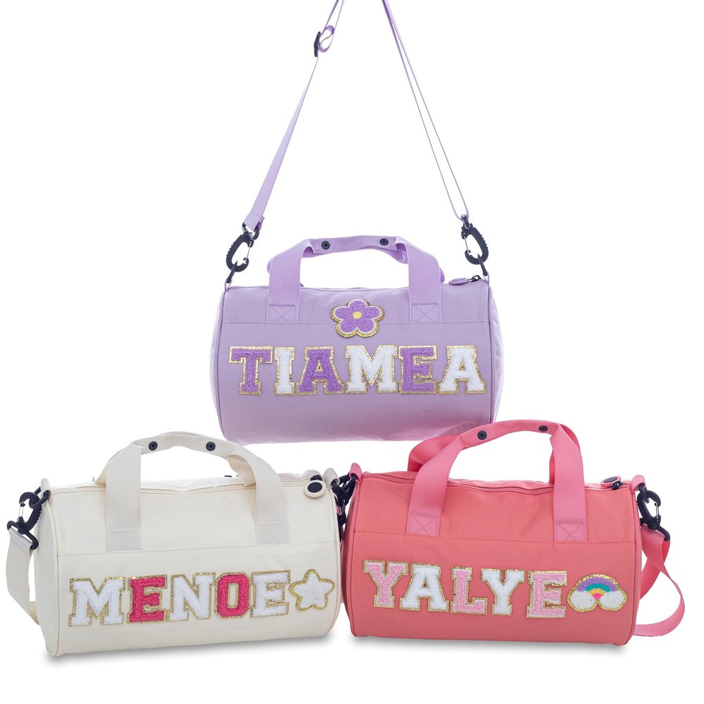 HVASITOP Personalized Sport Dance Gym Bag for Toddler,Travel Bag for Girls,Sewn on with Chenille Letters,Kids Christmas Gift