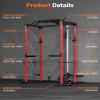 Power Cage, 1200lbs Weight Capacity, Multi-Function Squat Rack with Optional Pulley System and Dip Handles, Weight Cage with Training Attachments for Home Gym view 4