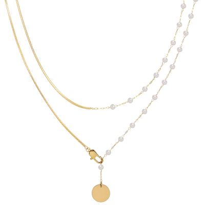 32 Gold Plated Titanium Chain Layered Pearl Necklace For Women, Adjustable With Dainty Pearls, Elegant Choker Pendant For Everyday, Weddings, Special Occasions