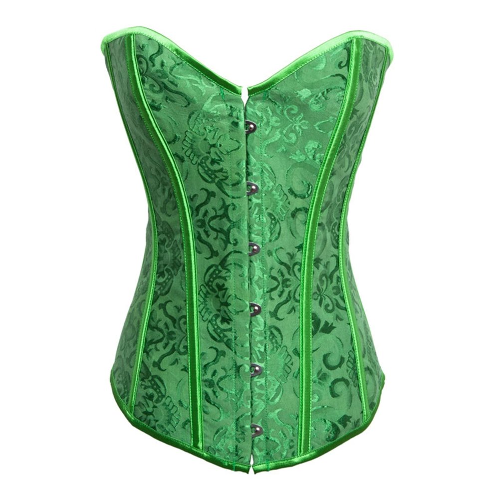 GOKKILRW Womens Corset Tops Sexy Boned Overbust Waist Cincher Bustier Green Underbust Body Shaper Going Out Party Costumes