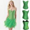 GOKKILRW Womens Corset Tops Sexy Boned Overbust Waist Cincher Bustier Green Underbust Body Shaper Going Out Party Costumes view 2