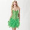 GOKKILRW Womens Corset Tops Sexy Boned Overbust Waist Cincher Bustier Green Underbust Body Shaper Going Out Party Costumes view 3