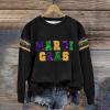 Womens Carnival Shirts Fashion Mask Graphic Color Block Long Sleeve Casual Sweatshirt Holiday Party Trendy Basic Tops B-Black view 2