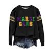 Womens Carnival Shirts Fashion Mask Graphic Color Block Long Sleeve Casual Sweatshirt Holiday Party Trendy Basic Tops B-Black view 3