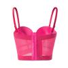 GOKKILRW Corset Tops for Women Spaghetti Strap V Neck Bustier Y2k Going Out Cami Bustier Padded Bralette Party Club Crop Tops Hot Pink view 2