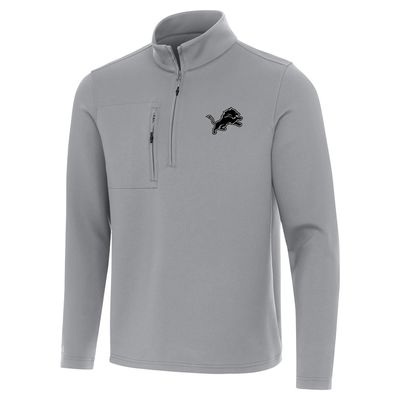 Antigua Men's Gray Detroit Lions Insider Quarter-Zip Jacket
