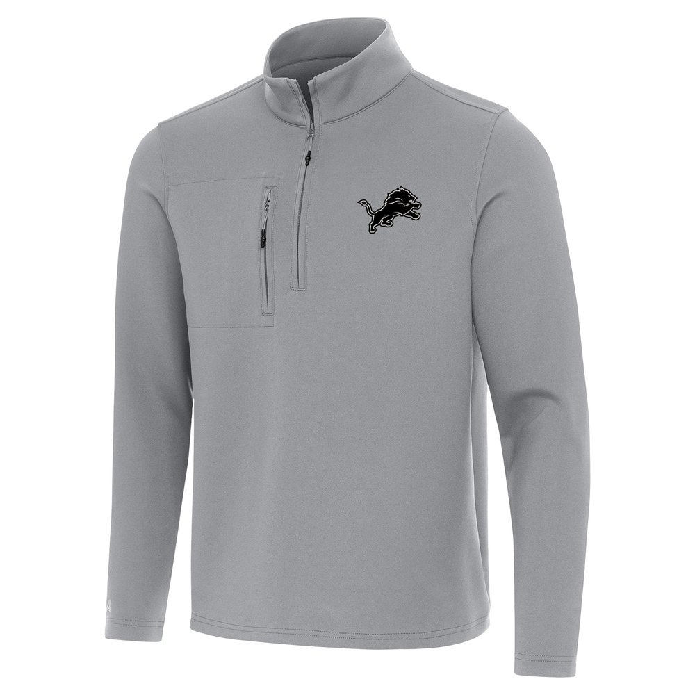 Antigua Men's Gray Detroit Lions Insider Quarter-Zip Jacket