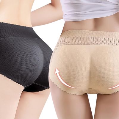 Aimery women 2pcs Seamless Butt Lifter Shapewear Padded Booty Pads Control Panties Hip Enhancer Underwear Body Shape Panty Mid-Black/beige-S