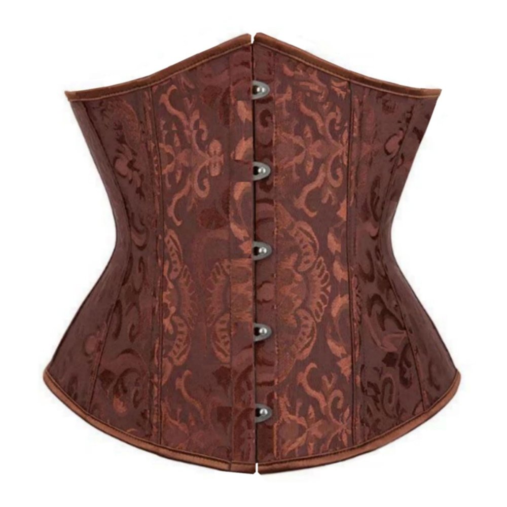 GOKKILRW Underbust Corsets for Women Tummy Control Corsets Waist Trainer Bustier Body Shaper Satin Waist Cincher Sharpewear Coffee