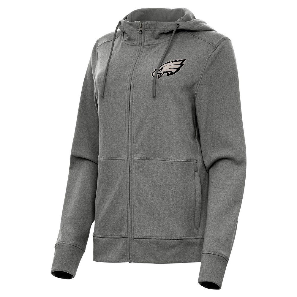 Antigua Women's Heather Black Philadelphia Eagles Seeker Full-Zip Hoodie Jacket