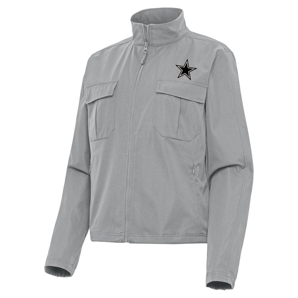 Antigua Women's Gray Dallas Cowboys Brushed Carbon Even Par Full-Zip Jacket