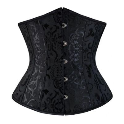 GOKKILRW Underbust Corsets for Women Tummy Control Corsets Waist Trainer Bustier Body Shaper Satin Waist Cincher Sharpewear Black