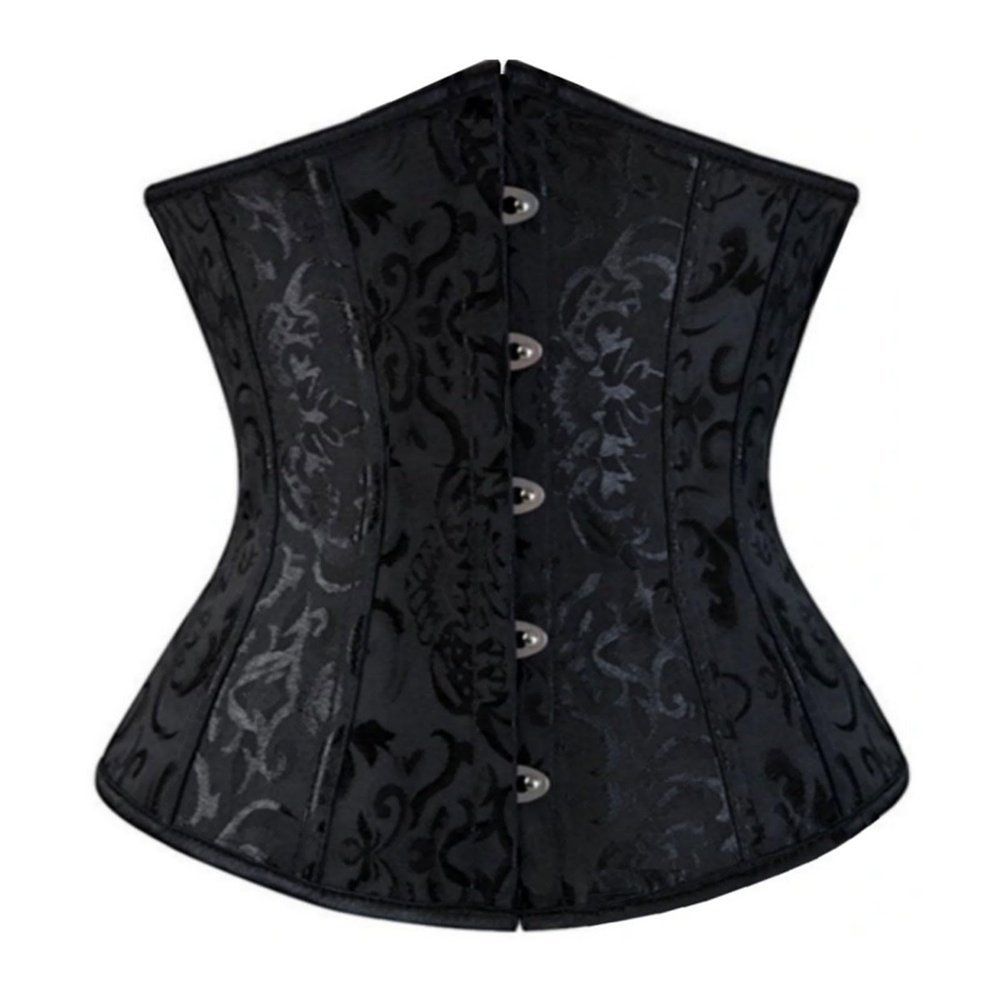 GOKKILRW Underbust Corsets for Women Tummy Control Corsets Waist Trainer Bustier Body Shaper Satin Waist Cincher Sharpewear Black