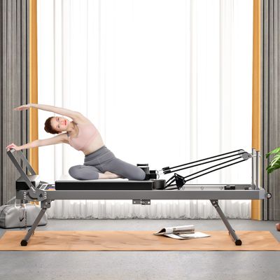 Pilates Reformer Workout Machine for Home GymFoldable Home, Yoga StudioSuitable for Advanced and Beginners Users, Up to 330.5 lbs Weight Capacity (Black)