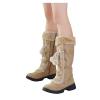 Mid Calf Boots for Women,Winter Lace Up Platform Anti-Slip Furry Snow Boots Fur Lined Keep Warm Riding Boots view 2