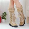 Mid Calf Boots for Women,Winter Lace Up Platform Anti-Slip Furry Snow Boots Fur Lined Keep Warm Riding Boots view 3