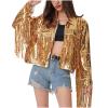 NATHGAM Women's Glitter Fringe Jacket Sparkly Shiny Tassel Cowgirl Outfit Y2k 90s Sequin Streetwear Disco Party Evening Coat view 1