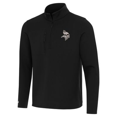 Antigua Men's Black Minnesota Vikings Insider Quarter-Zip Jacket