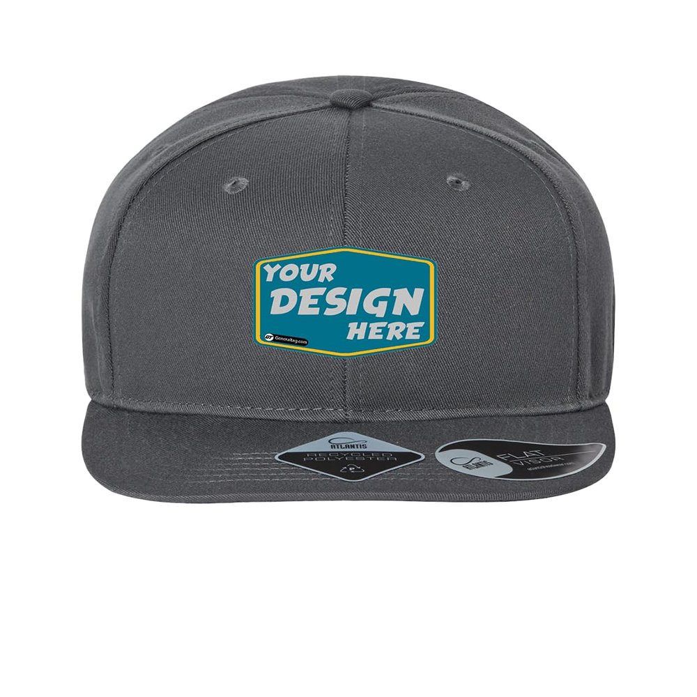 Custom Hat Atlantis Headwear Custom Sustainable Flat Bill Cap Fashion Hat Dark Grey