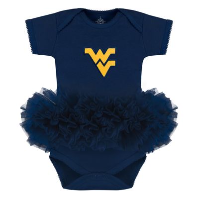 Creative Knitwear College Baby Tutu Bodysuit Dress - West Virginia Mountaineers Logo, Navy, 12 Months, for Girls