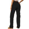 Cargo Pants Womens Heavyweight Hiking Sweatpants Fall Fashion High Waist Straight Leg Casual Streetwear Black view 3