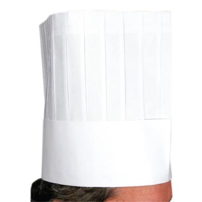 Soro Essentials- 9" Disposable Chef Hats Paper with Vertical Pleats Wide Band Set of 10- Kitchen Cooking Chef Cap Disposable Bakery Hats Chef Cap Cook Hat for Cooking Baking Pizza Party White