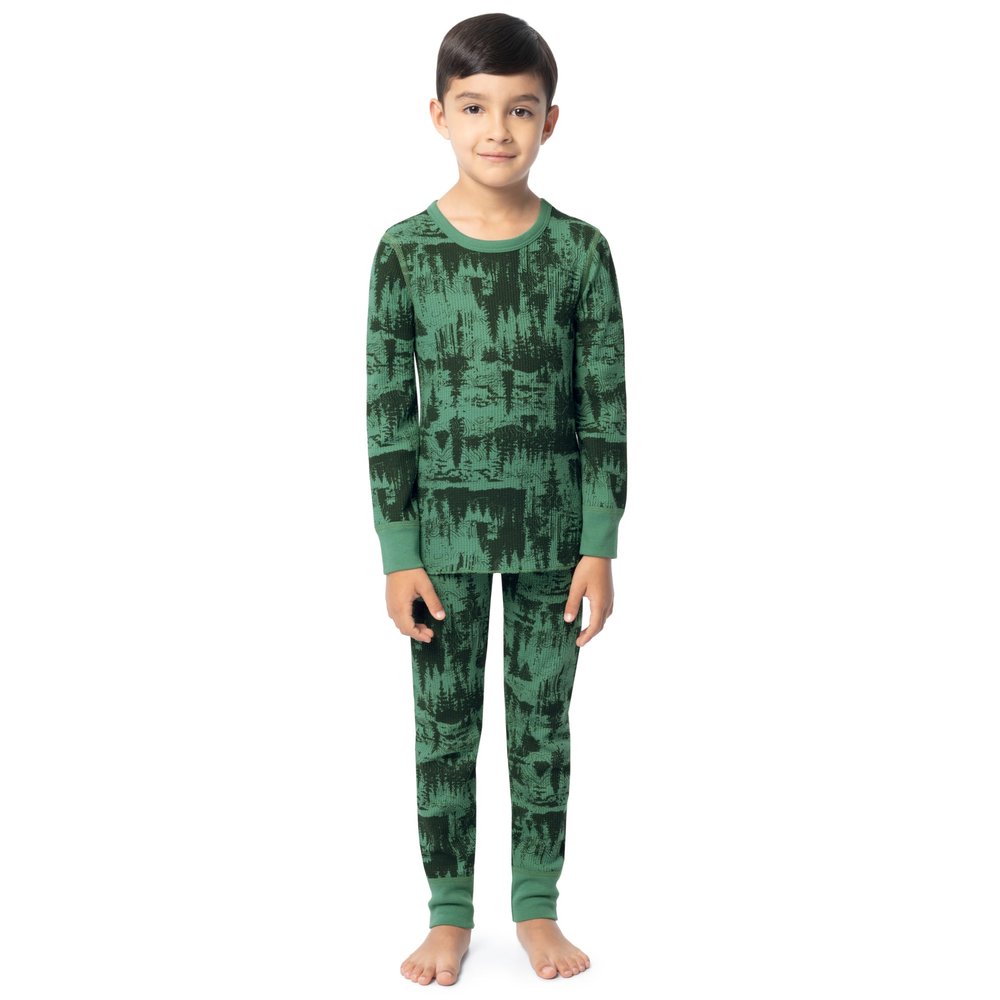 Fruit of the Loom Boy's Premium Thermal Waffle Underwear Set, Treescape, 8