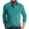 Quarter Button Shirts for Men Long Sleeve Casual Dress T Shirt with Pocket Lightweight Lapel Casual Work Golf Shirts Lake Green view 2