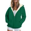 Fleece Jacket Women Zip Up Plus Size Hoodies Warm Cozy Sherpa Lined Jacket Oversized Fuzzy Hooded Sweatshirt Comfy Soft Flannel Jacket with Hood Heavy Thick Sweat Shirt Fluffy Jacket with Pockets view 1