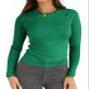 Abardsion 2025 Women Activewear Raglan Long Sleeve T Shirts Fall Basic Crewneck Slim Fit Going Out Workout Tops (Green, 2XL) view 1