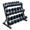 Black 550/450 lbs Hex Weight Dumbbells Sets with Rack Rubber Heavy Dumbbell Free Weights Set for Home Gym Weight Rack with Black Dumbbells Set view 1