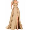 Beige Ballgowns Womens Dress Formal Sleeveless Backless Winter Party Maxi Dress Off The Shoulder Slip Satin Party Dresses for Women Elegant Classy Flowy Sexy Dress with Pockets XXL view 1
