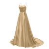 Beige Ballgowns Womens Dress Formal Sleeveless Backless Winter Party Maxi Dress Off The Shoulder Slip Satin Party Dresses for Women Elegant Classy Flowy Sexy Dress with Pockets XXL view 2