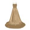 Beige Ballgowns Womens Dress Formal Sleeveless Backless Winter Party Maxi Dress Off The Shoulder Slip Satin Party Dresses for Women Elegant Classy Flowy Sexy Dress with Pockets XXL view 3