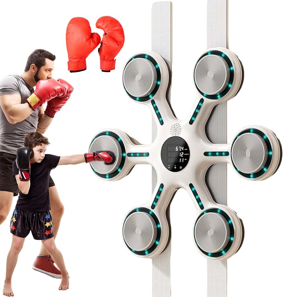 pealiritansemen Music Boxing Machine, Wall Mount Boxing Training Equipment, Support Timing & Counting Functions, Automatic Speed Adjustment, with A Pair of Gloves