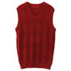 JEShifangjiusu Men's Rhombus Checkered Sweater Ves V Neck Sleeveless Pullover Casual Comfortable Knitted Topcoat (red,Large) view 1