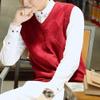 JEShifangjiusu Men's Rhombus Checkered Sweater Ves V Neck Sleeveless Pullover Casual Comfortable Knitted Topcoat (red,Large) view 2