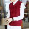JEShifangjiusu Men's Rhombus Checkered Sweater Ves V Neck Sleeveless Pullover Casual Comfortable Knitted Topcoat (red,Large) view 3
