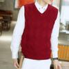 JEShifangjiusu Men's Rhombus Checkered Sweater Ves V Neck Sleeveless Pullover Casual Comfortable Knitted Topcoat (red,Large) view 4