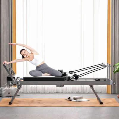 Foldable Pilates Reformer Machine for Home, 330 lb Capacity, Double Resistance, High-Density Cushion, Easy Assembly, Ideal for Home & Studio Workouts (Black)