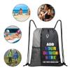 SMALL COLOR Custom Bag With Your Logo Name Photo Personalized Drawstring Backpack For Travelling, Gym And For Everyday Use (Blue) view 4