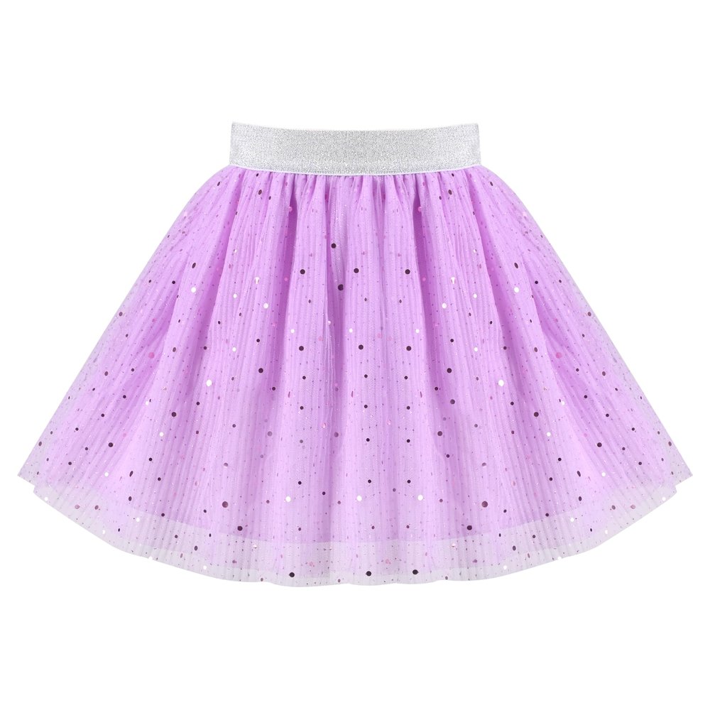 Sunny Fashion Girls Skirt Sequin Sparkle Polka Dot High Waist Pleated Mini Dance Party 2-3