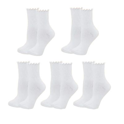 5 Pairs Novelty Funny Ankle Socks Solid Cute Cotton Socks Breathable Fashion Crew Sock Women Ruffles Socks