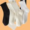 5 Pairs Novelty Funny Ankle Socks Solid Cute Cotton Socks Breathable Fashion Crew Sock Women Ruffles Socks view 3
