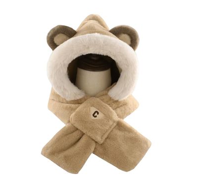 Kids Winter Hat Scarf Set, Unisex Kids Toddler Children Hat with Neck Warmer Winter Warm Accessory Rabbit-Khaki