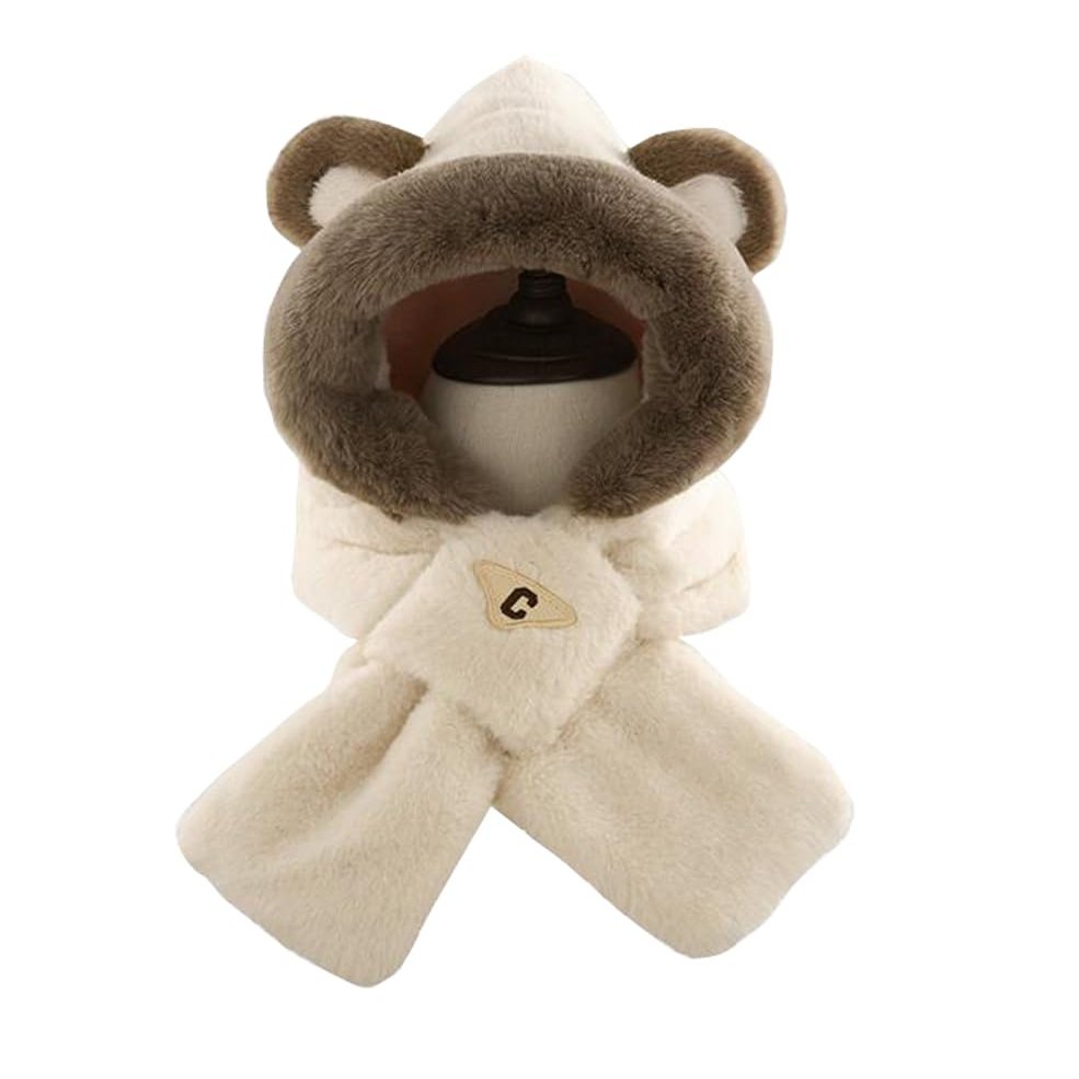 Kids Winter Hat Scarf Set, Unisex Kids Toddler Children Hat with Neck Warmer Winter Warm Accessory Rabbit-Beige