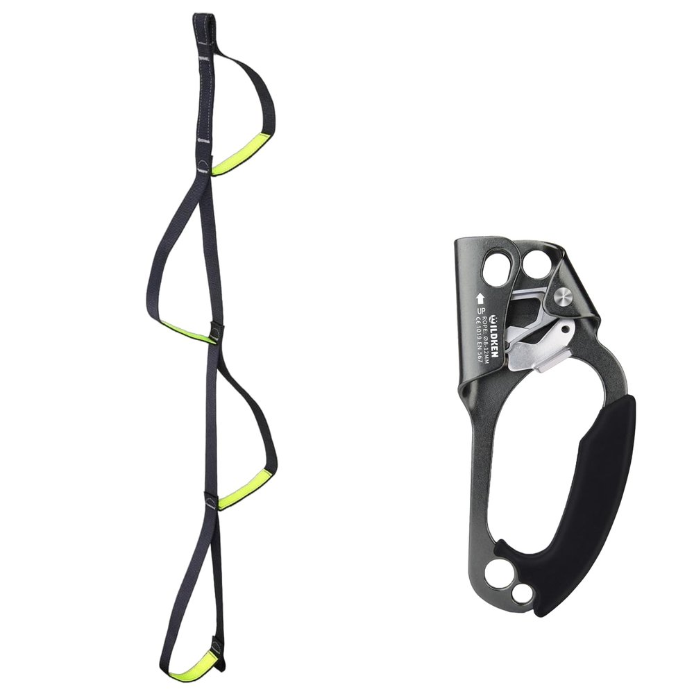 WILDKEN Climbing Aider 4 Step Foot Ascender Loop Climbing Rope Ladder Etrier Aid Tool, Climbing Hand Ascender Outdoor Mountaineering Tree Arborist Climbing Rappelling Equip
