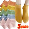 5Pairs Women Cotton Socks No Show Socks Summer Solid Color Low Cut Sock Slipper Sock Fashion Thin Ankle Socks view 2