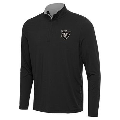 Antigua Men's Black Las Vegas Raiders Content Quarter-Zip Pullover Top