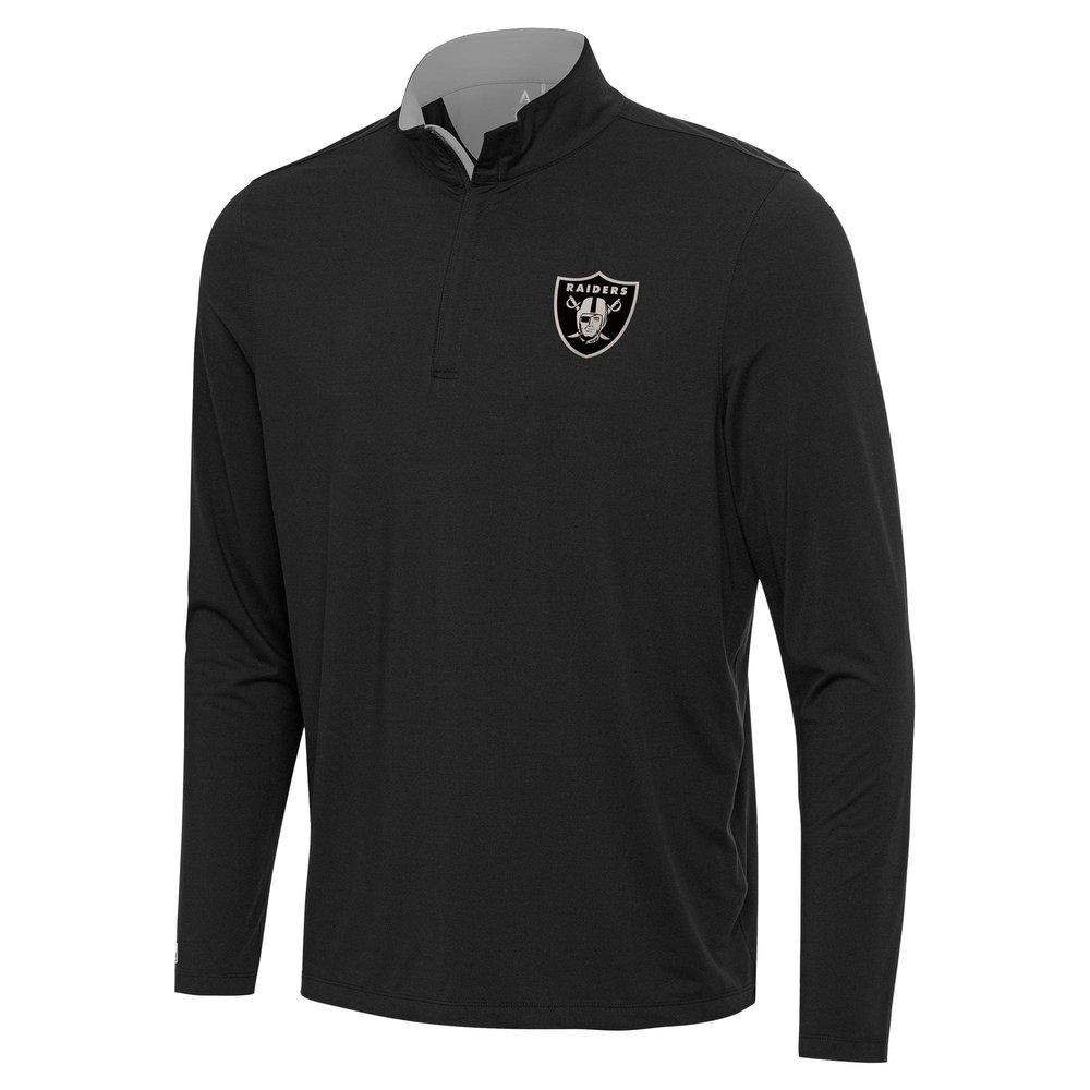 Antigua Men's Black Las Vegas Raiders Content Quarter-Zip Pullover Top